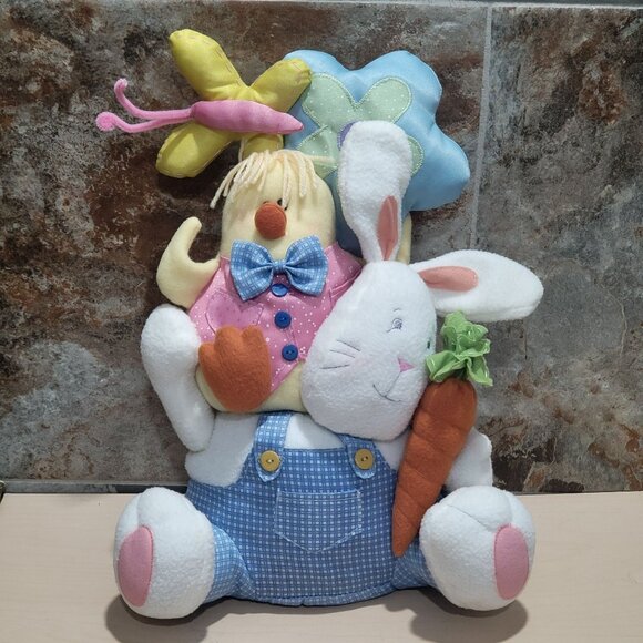 Blossoms & Blooms Seated Easter Bunny Rabbit Chick Butterfly Flower Carrot Plush - Picture 1 of 11